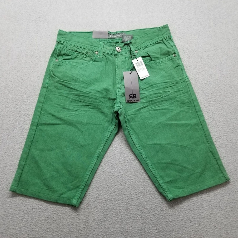 Royal Blue Shorts Mens 32 Green Pockets Slim Casual Cotton‎ Outdoor